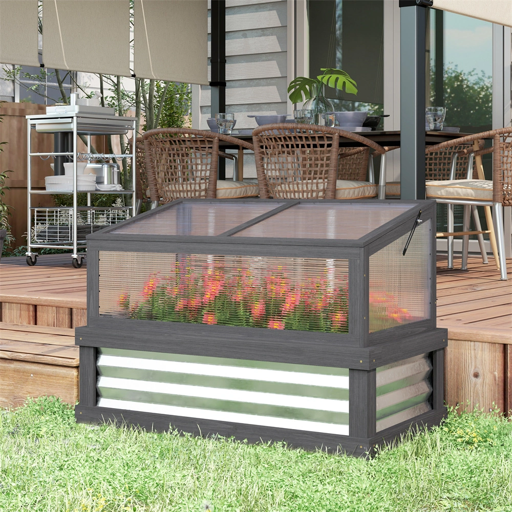 Mini Greenhouse Portable Polycarbonate Cold Frame for Home Garden Plants view 2