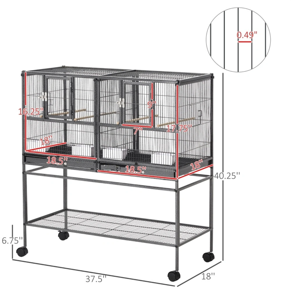 Decorative Bird Cage Stand - Elevated Pet Parrot House with Perch and Feeder, Easy Clean Design view 3