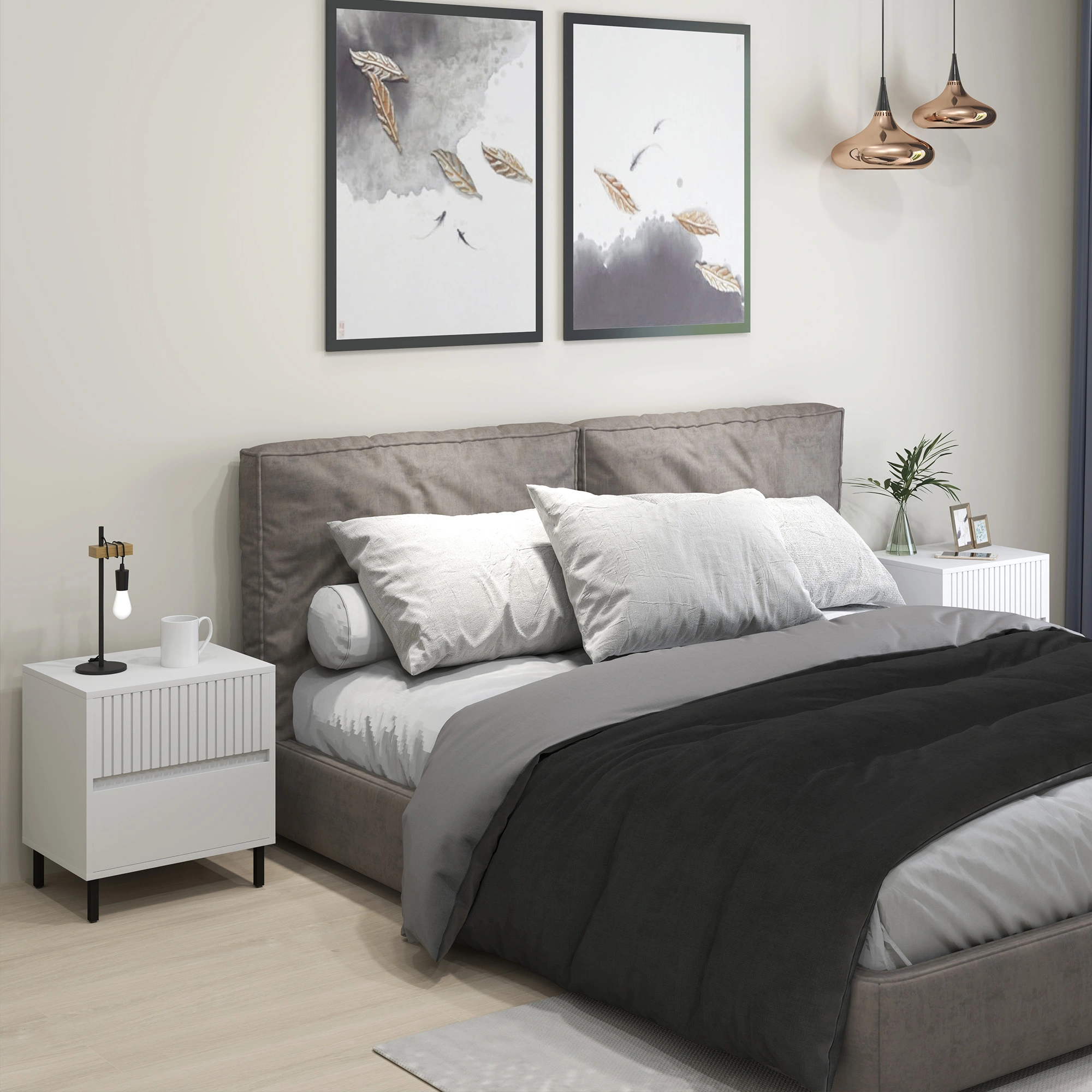 Modern Bedside Tables with Storage, Nightstand Side Table for Bedroom Living Room
