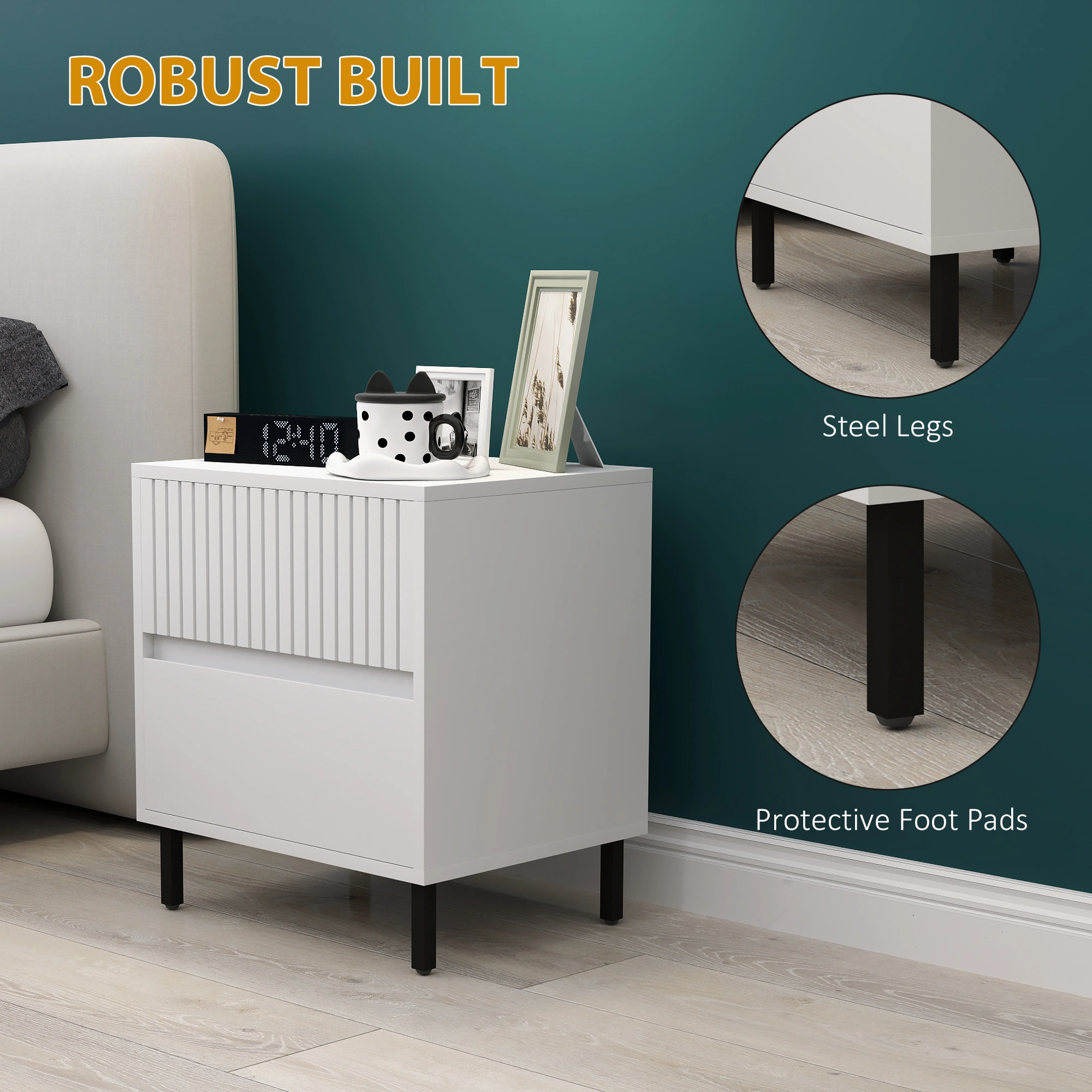 Modern Bedside Tables with Storage, Nightstand Side Table for Bedroom Living Room view 4