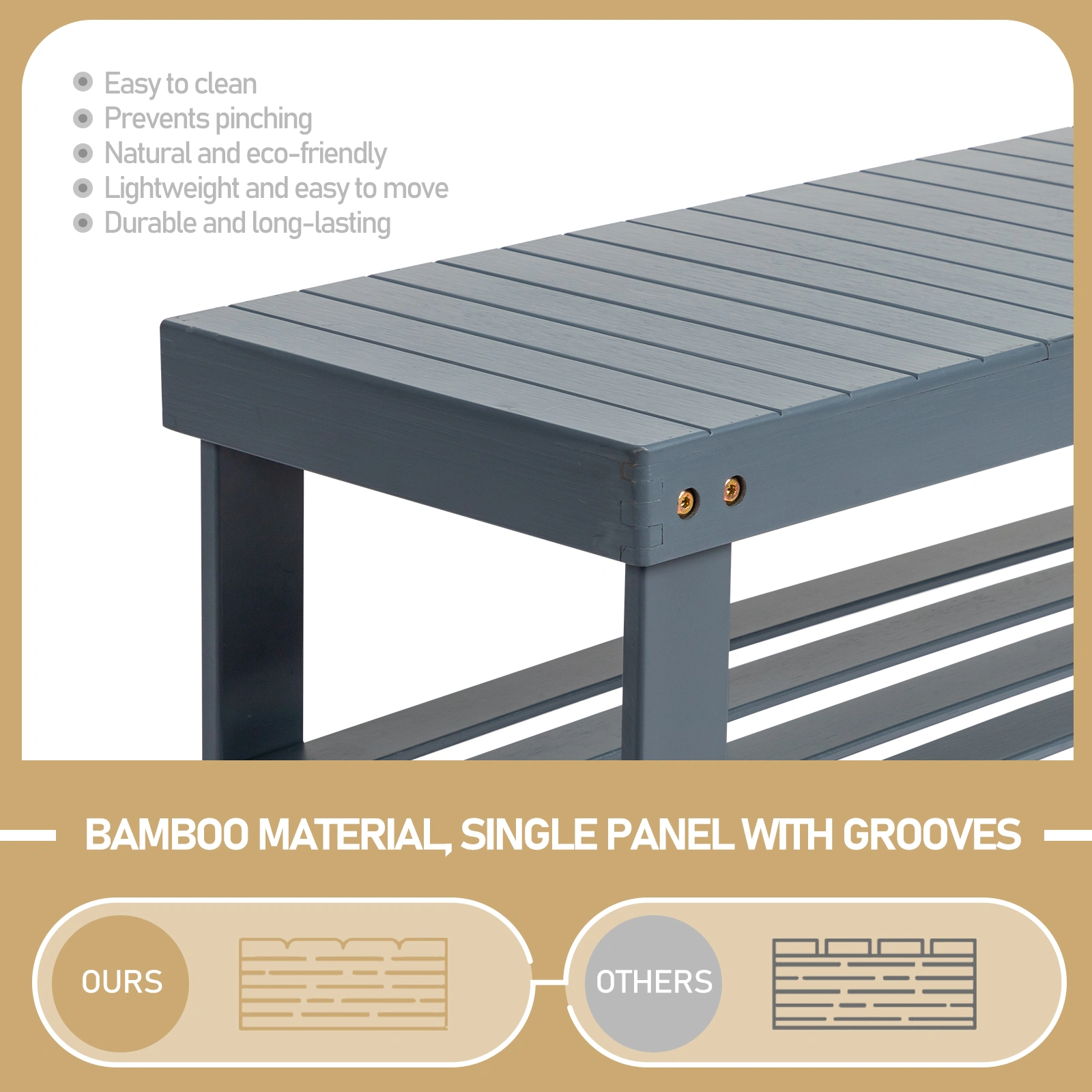 3-Tier Seamless Top Bamboo Shoe Rack view 10