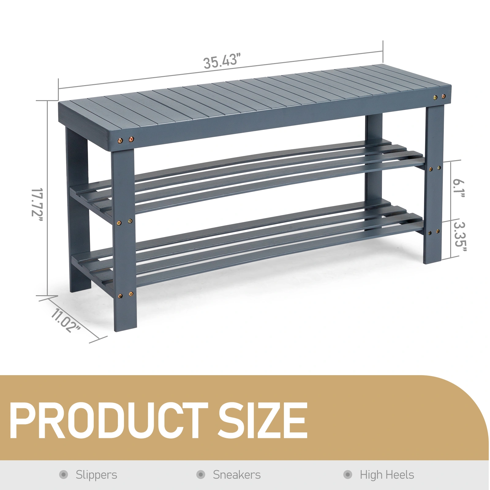 3-Tier Seamless Top Bamboo Shoe Rack view 7