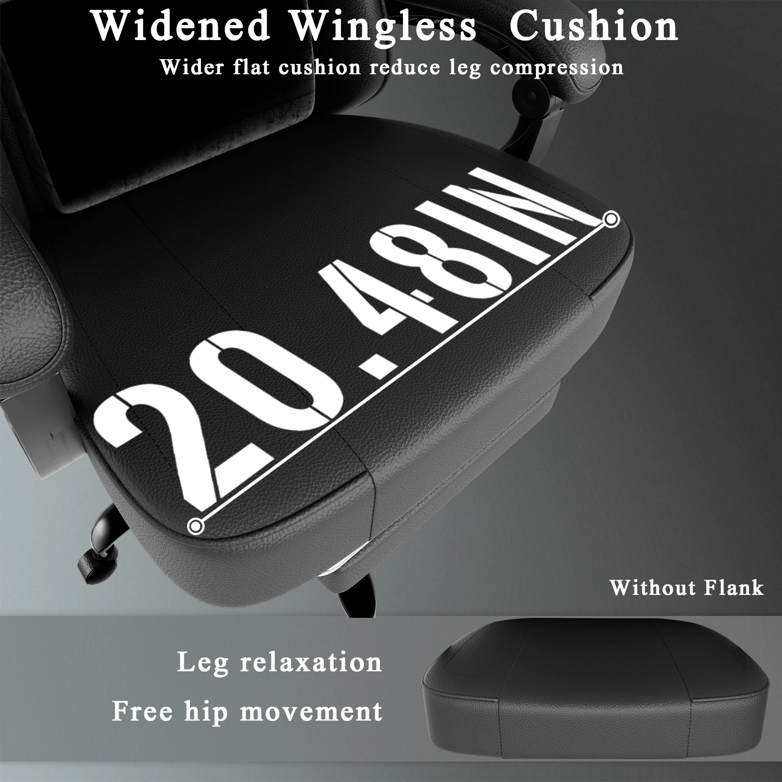 Gaming Chair with Pocket Spring Cushion & Footrest, Ergonomic PU Leather Office Chair, Adjustable Headrest & Lumbar Support for Adults view 2