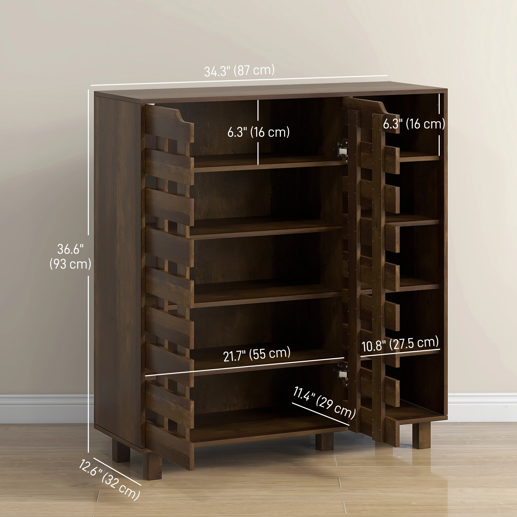 Modern Shoe Storage Cabinet with Doors - Compact Entryway Organizer for Hallway, Living Room, Bedroom view 2