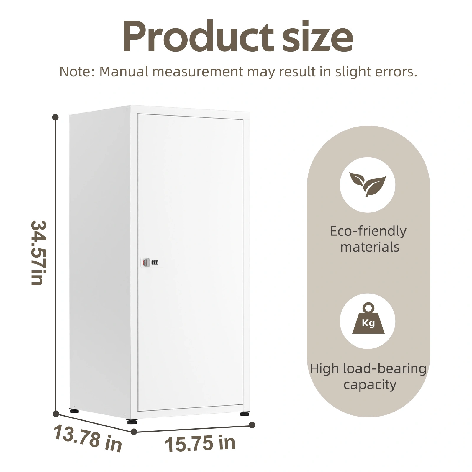 34.6"H Metal Locker Storage Cabinet with Lock, Small Lockable Employees Locker with Adjustable Shelf & Feet, Steel Single Door Lockable Cabinet for Home, School, Office, Gym (White) view 2