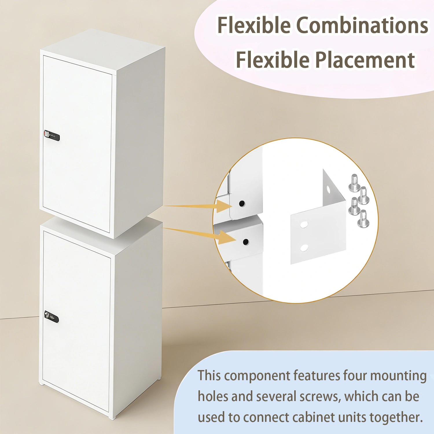 34.6"H Metal Locker Storage Cabinet with Lock, Small Lockable Employees Locker with Adjustable Shelf & Feet, Steel Single Door Lockable Cabinet for Home, School, Office, Gym (White) view 5