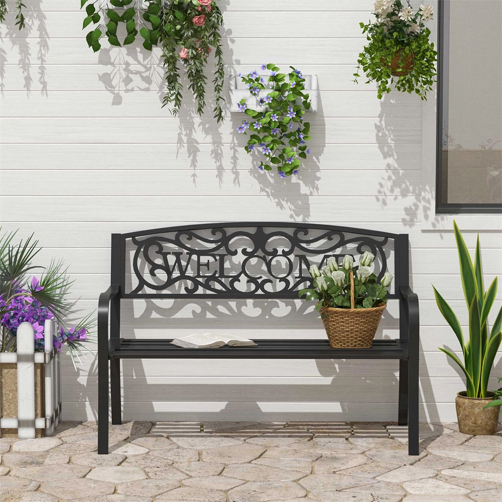 Stylish Outdoor Garden Bench - All-Weather Resistant Patio Chair - Perfect for Lawn, Deck, Backyard Relaxation view 2