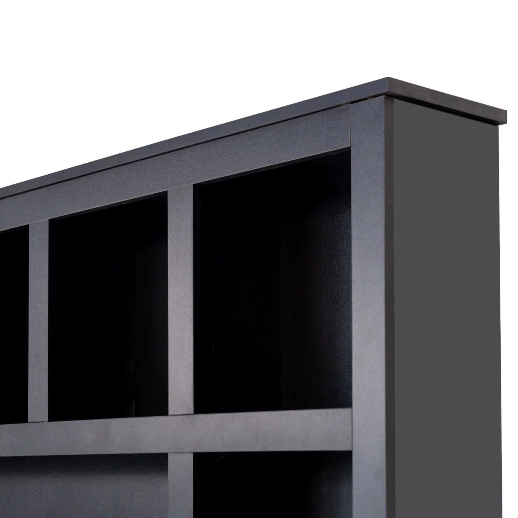 Farmhouse Hall Tree with 6 Hooks, Walnut Entryway Bench Adjustable Shelves, 4-in-1 Shoe Cabinet Cubbies for Mudroom Living Room, Black, 76.7"H view 6