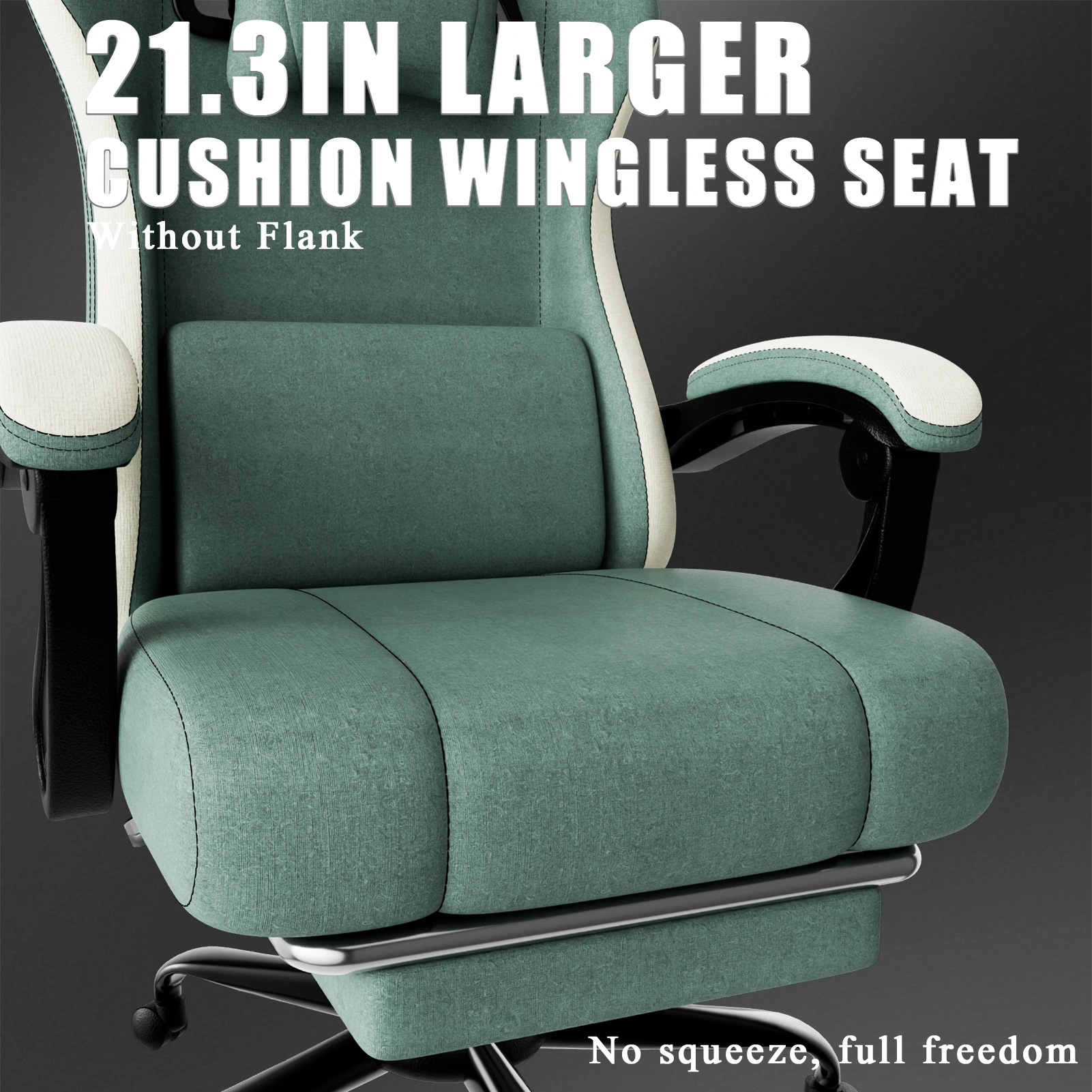 Ergonomic Gaming Chair with Pocketed Spring Cushion & Adjustable Lumbar Support, Breathable Fabric Computer Chair with Footrest for Adults view 3
