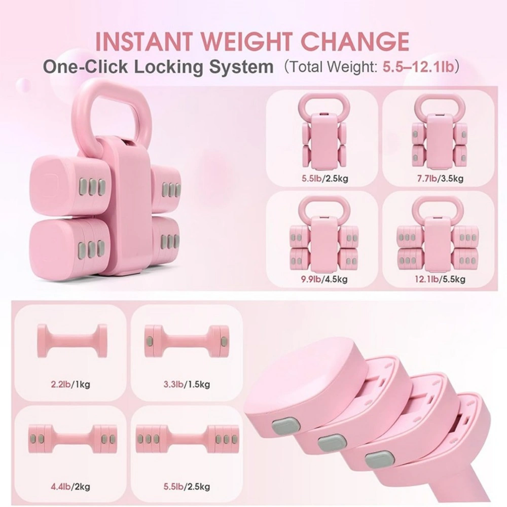 2 in 1 Adjustable Dumbbell & Kettlebell Set, Multifunctional Home Fitness Weights view 4