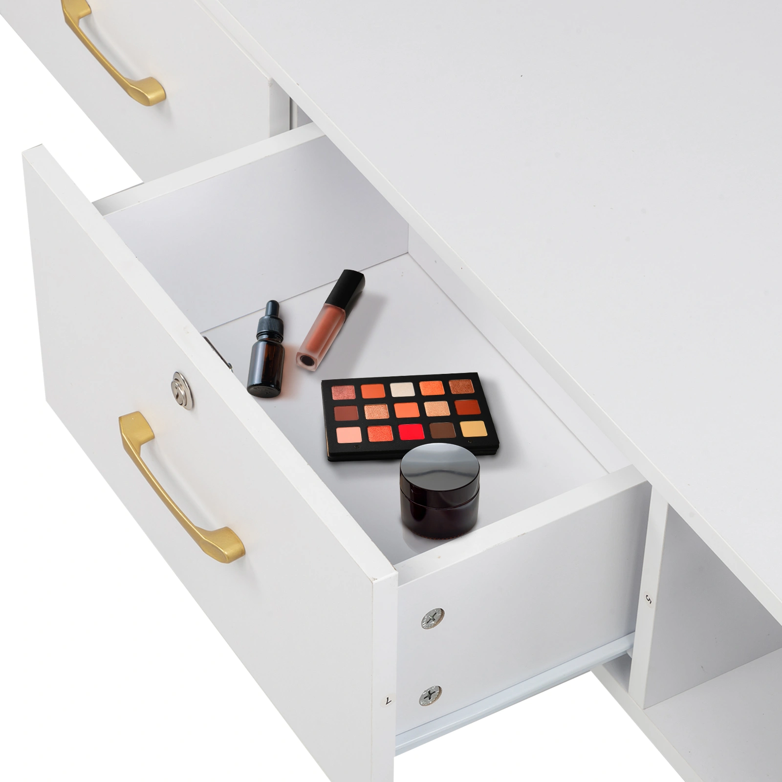 15mm E0 particleboard linen two draw three holes with lock salon cabinet white view 6