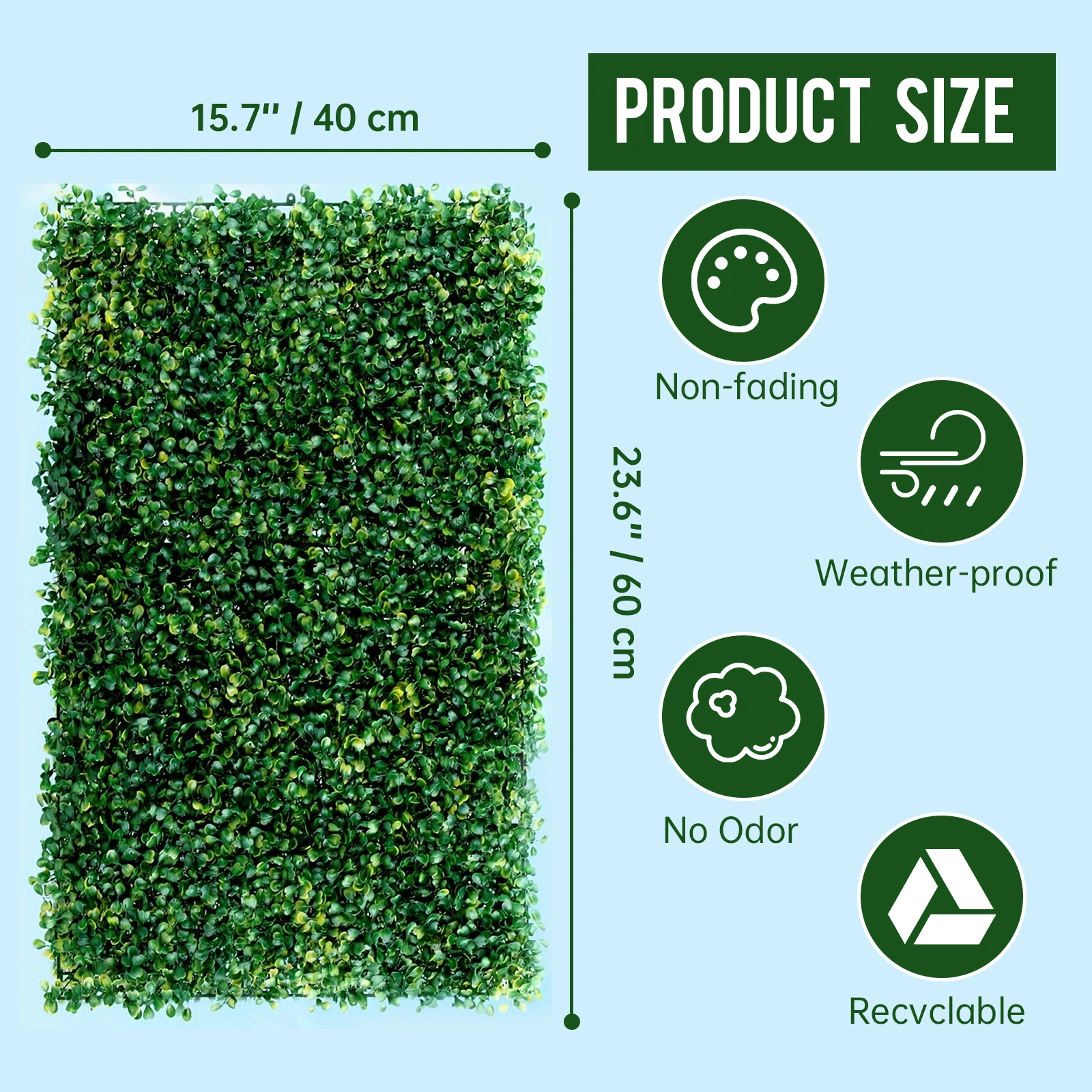 12Pcs Artificial Grass Wall Panels 24x16 Inch, Decorative Boxwood Grass Backdrop for Outdoor Garden Fence Privacy Screening view 3