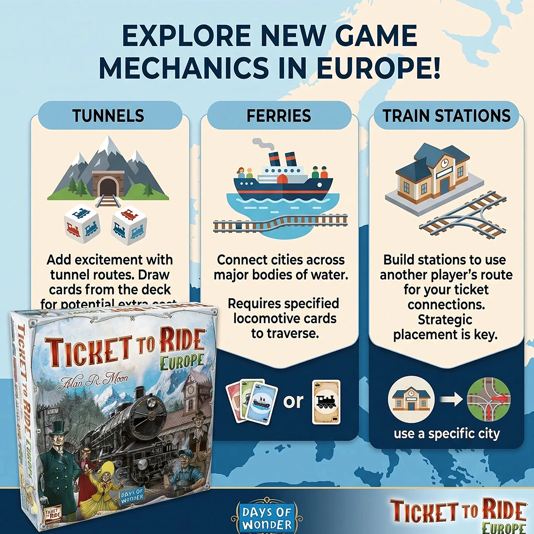 Days of Wonder Ticket to Ride Europe Board Game - Family Strategy Card Game for 2-5 Players view 4