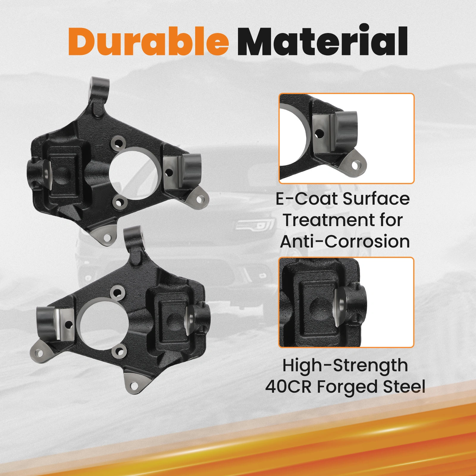 2" Drop Forged Steering Knuckles for Chevy Silverado & GMC Sierra 1500 2WD 2007-2014 view 2