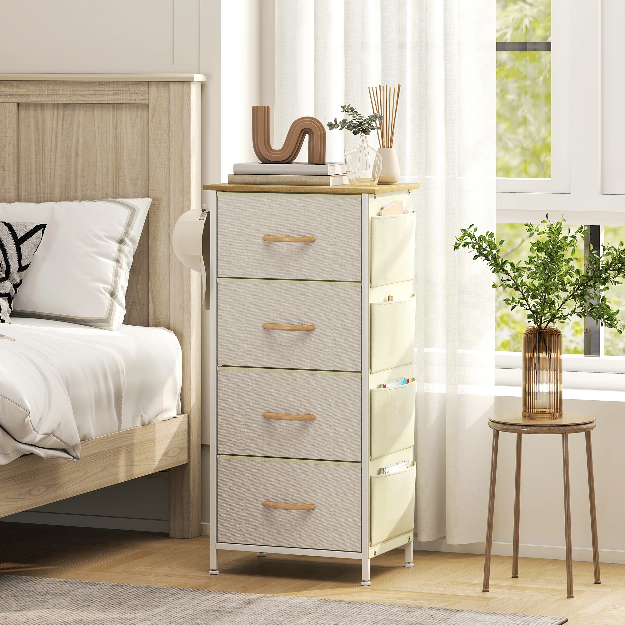 Solid Wood Storage Chest 3-Drawer Organizer Cabinet with Handle, Natural Birch Finish, Multi-Purpose Bedroom/Living Room Storage Box