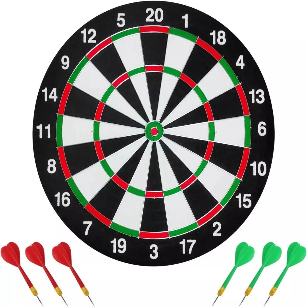 Full Size 17 Inch Dartboard Set with 6 Darts, Family Dart Board Game for Adults & Kids, Christmas Gift