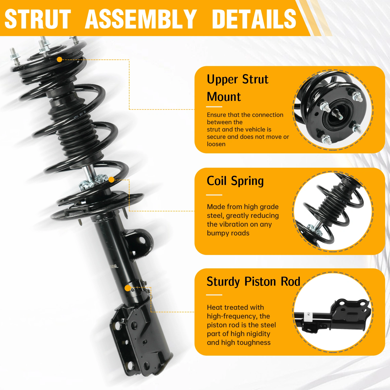 For Ford Explorer 2013-19 FWD Front Complete Struts w/Coil Spring Assembly Shock view 15