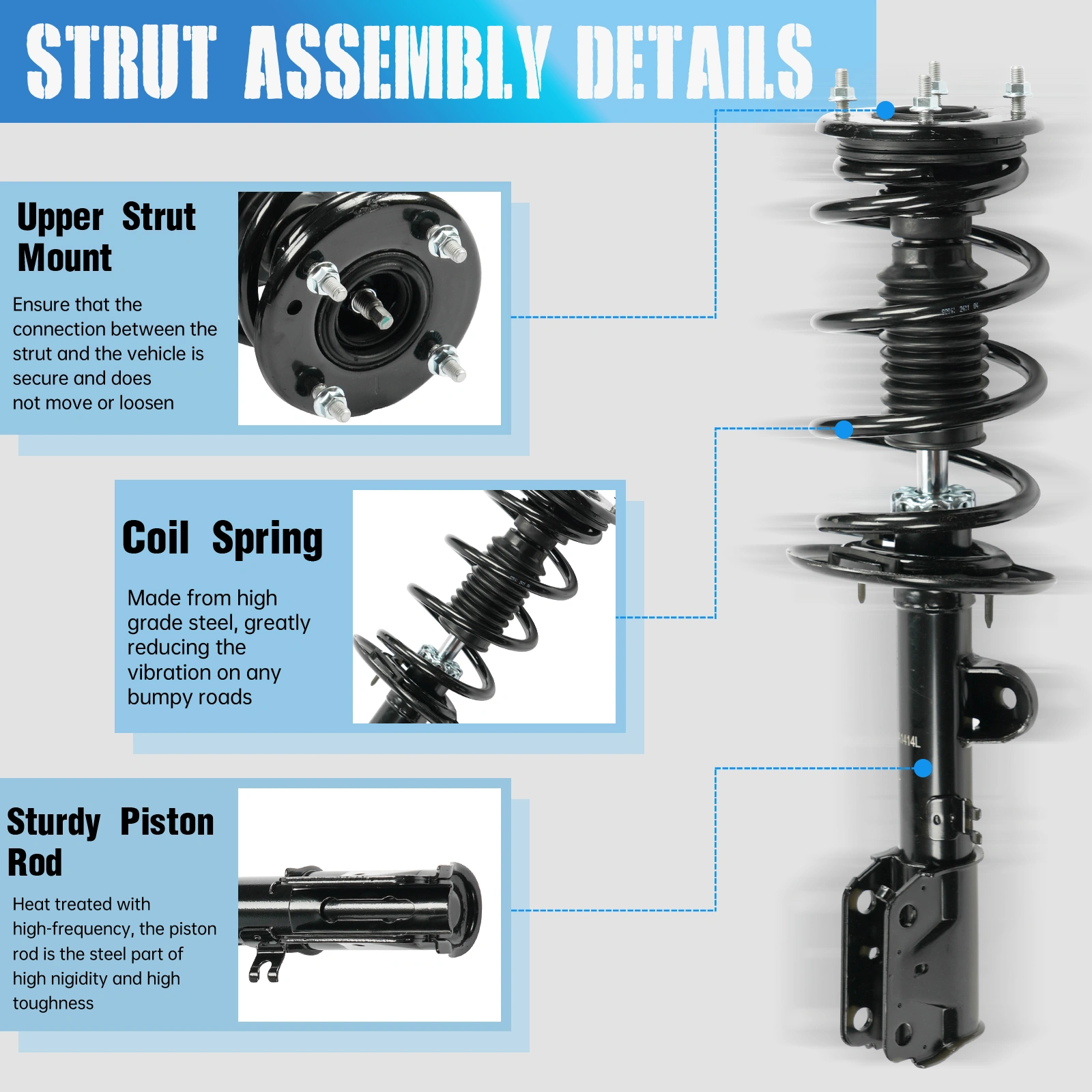 For Ford Explorer 2013-19 FWD Front Complete Struts w/Coil Spring Assembly Shock view 18