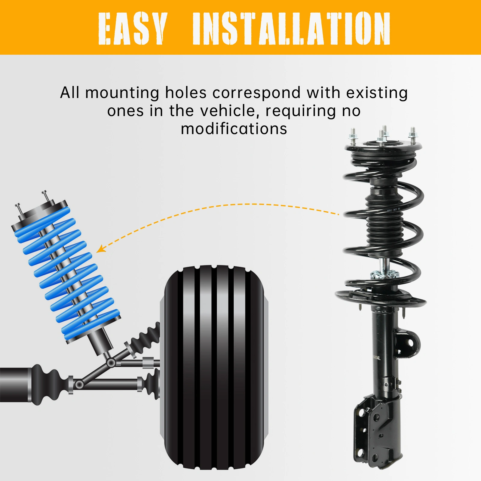 For Ford Explorer 2013-19 FWD Front Complete Struts w/Coil Spring Assembly Shock view 5