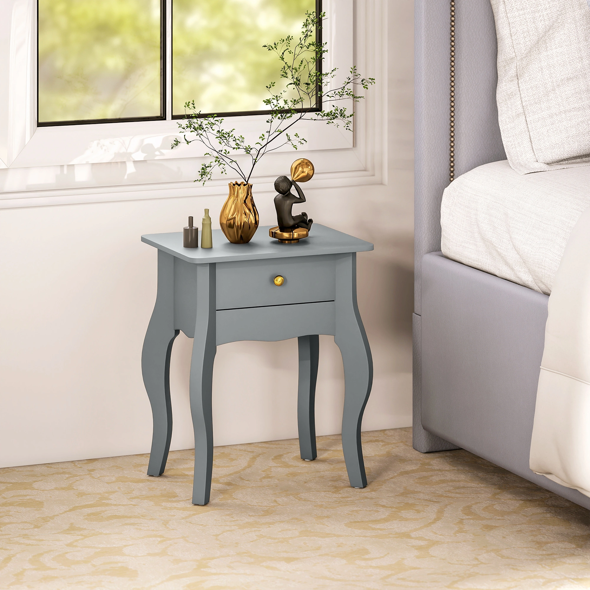 Rattan Coffee Table, Round Woven Accent Indoor End Table with Metal Frame for Living Room Decor