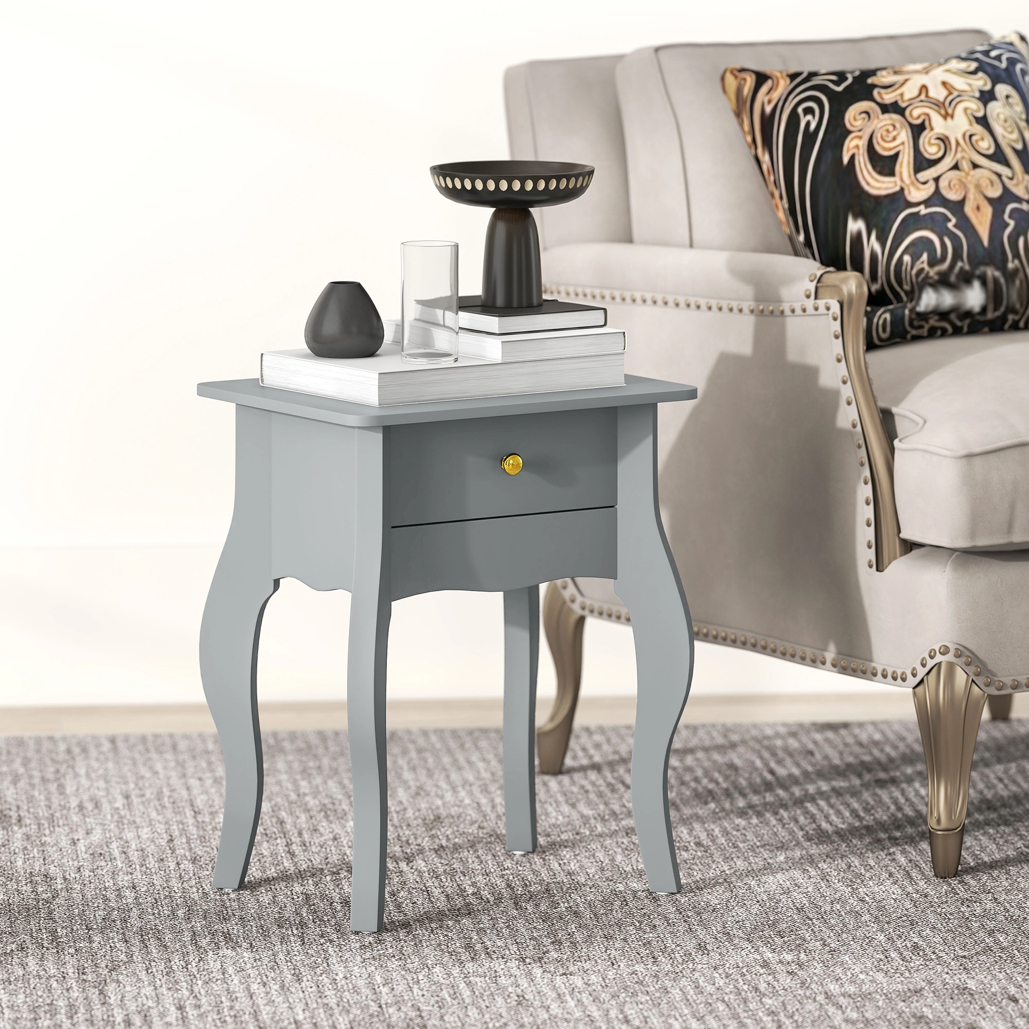 Rattan Coffee Table, Round Woven Accent Indoor End Table with Metal Frame for Living Room Decor view 4