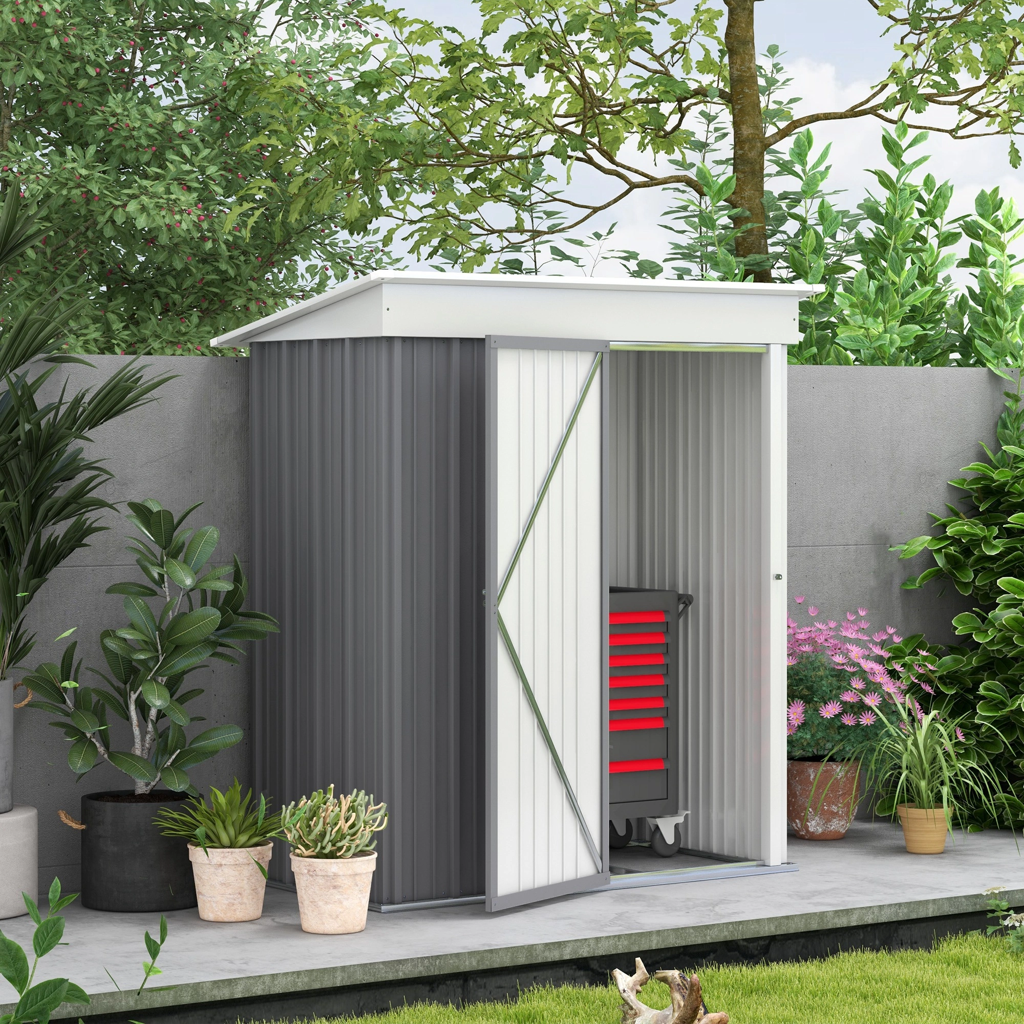 Outdoor Garden Shed 6x4 ft Weather-Resistant Storage Shed with Ventilation, Tool Organizer, and Sturdy Construction for Patio and Backyard