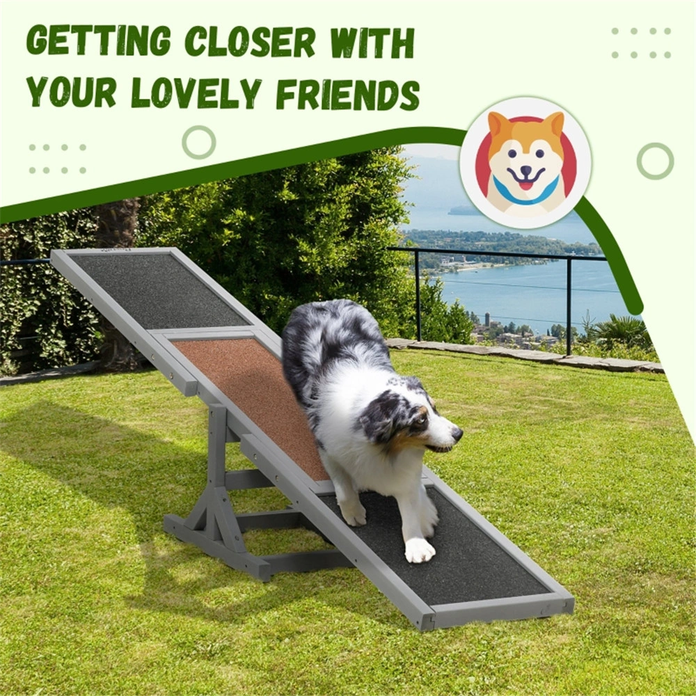 Wooden Dog Agility Seesaw - Adjustable Training Plank for Canine Obstacle Course, Outdoor Dog Equipment, Non-Slip Surface