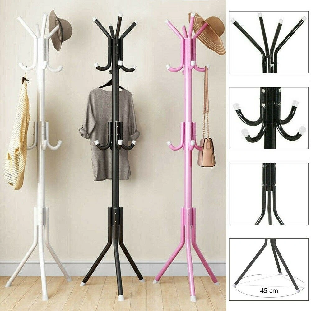 Floor Standing Coat Stand Rack with Hooks - Hat Jacket Umbrella Tree Hanger for UK Home view 2