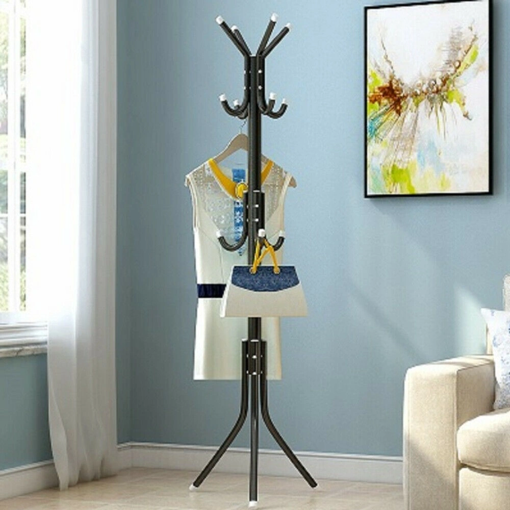 Floor Standing Coat Stand Rack with Hooks - Hat Jacket Umbrella Tree Hanger for UK Home view 3