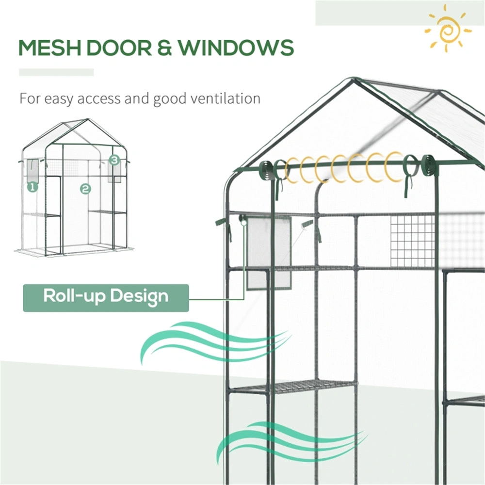Walk-in Mini Greenhouse Pea Tunnel PVC with Zippered Door Rain Protection Portable Garden Plant Cold Frame view 2