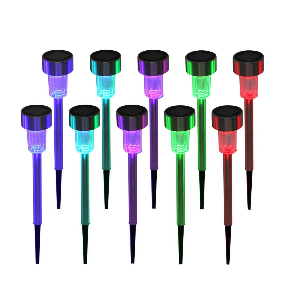 10pcs 5W Solar LED Lawn Lamps High Brightness Seven Color Changing with Lampshade Outdoor Garden Lights