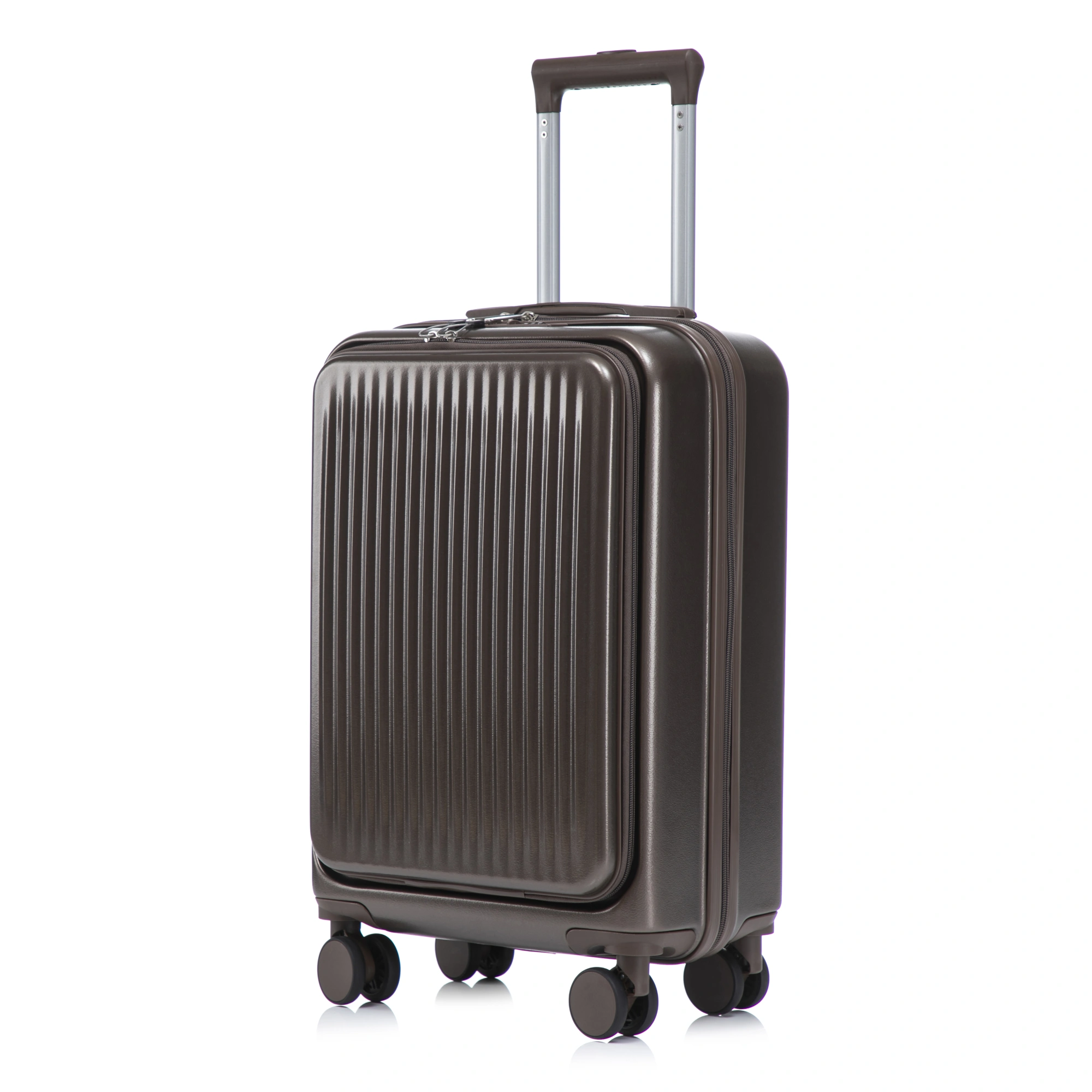 14" & 20" ABS Spinner Luggage Set, 2-Piece Hardside Suitcase with Combo Lock, Front Opening, 14" Cosmetic Case, Brown view 22