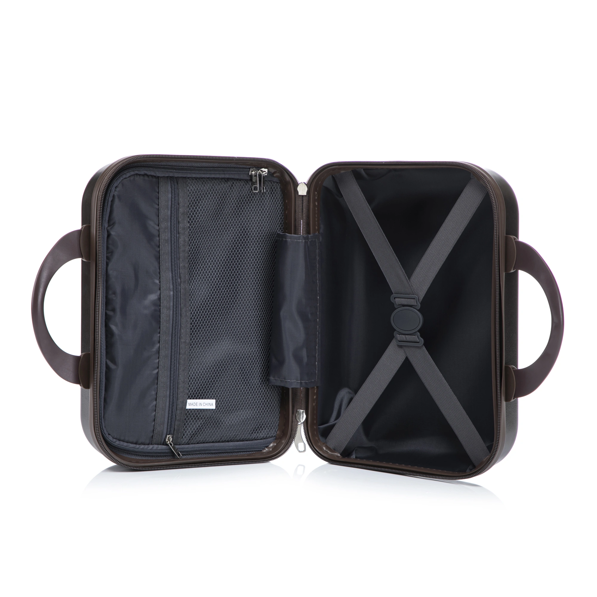 14" & 20" ABS Spinner Luggage Set, 2-Piece Hardside Suitcase with Combo Lock, Front Opening, 14" Cosmetic Case, Brown view 26