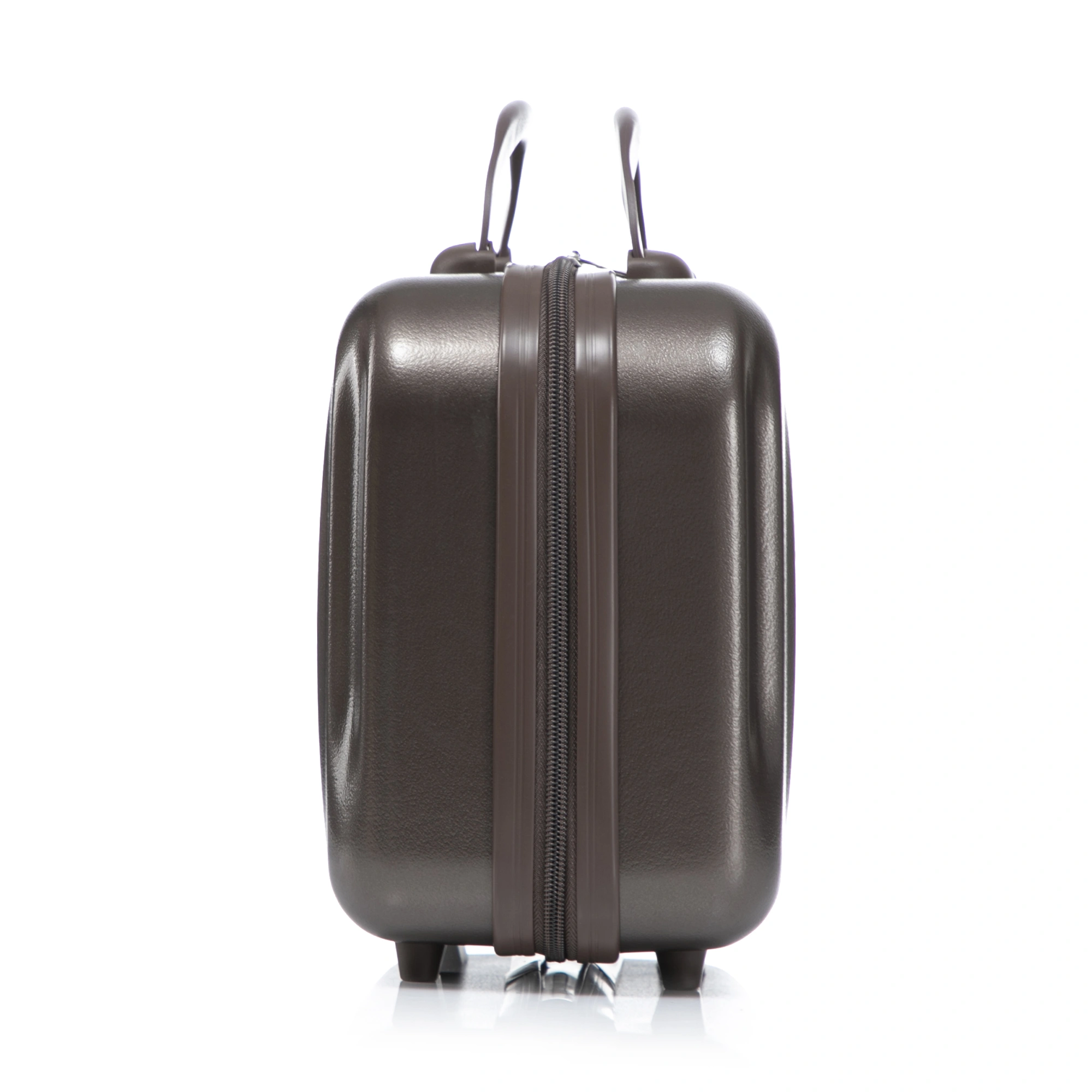 14" & 20" ABS Spinner Luggage Set, 2-Piece Hardside Suitcase with Combo Lock, Front Opening, 14" Cosmetic Case, Brown view 3