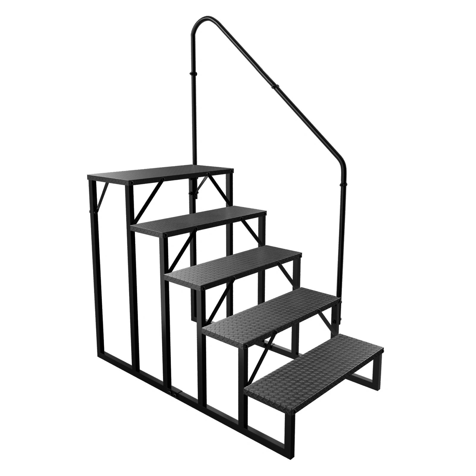 5-Step RV Stairs with Handrail, 660 lbs Heavy Duty Anti-Slip Ladder, Hot Tub Steps for 5th Wheel RV/Mobile Home/Spa/Porch