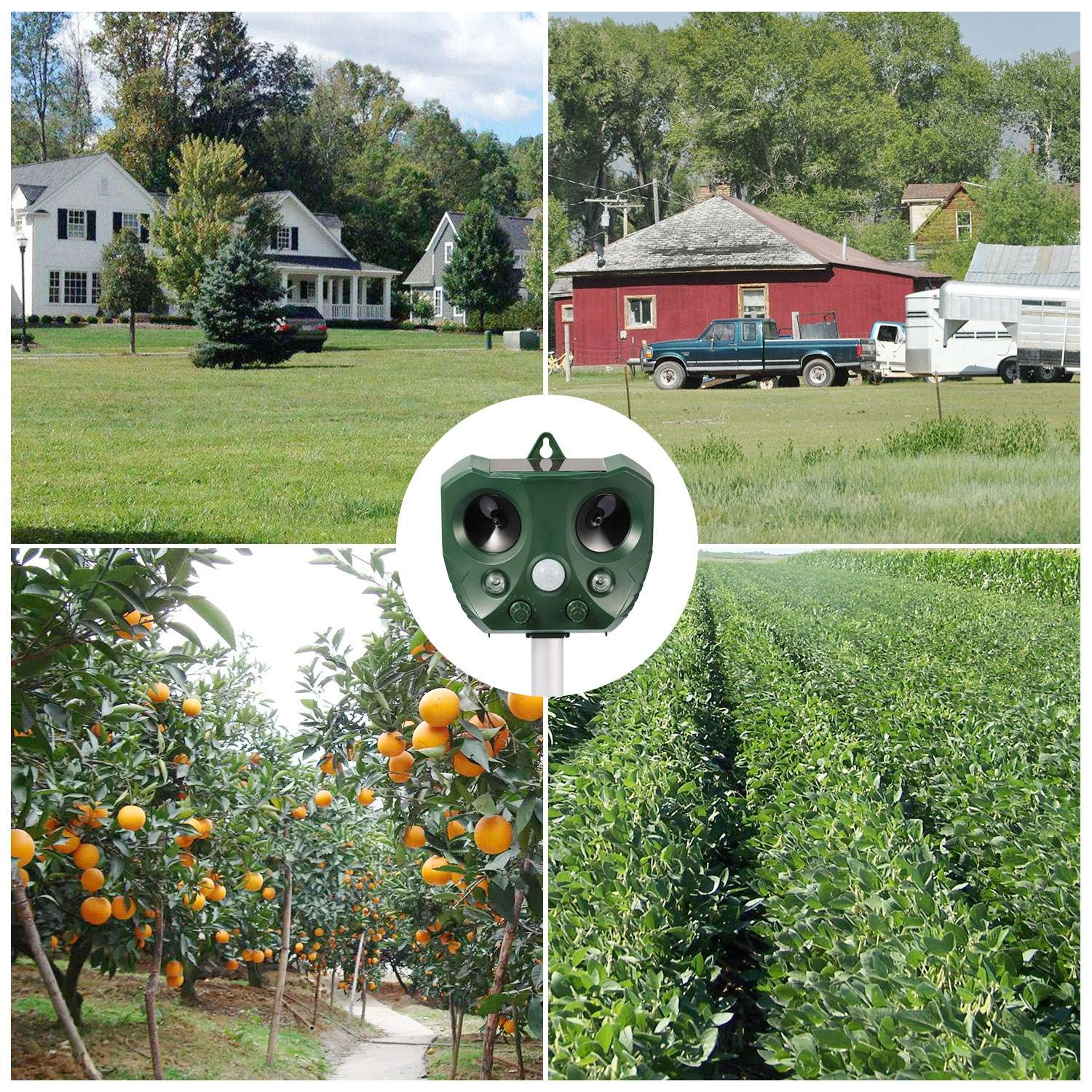Upgraded Ultrasonic Animal Repeller, Solar Powered Pest Deterrent with PIR Motion Sensor, LED Flashing Light, IPX6 Waterproof, Dual Speakers 5000 Sq.ft Coverage, Repel Cat Dog Squirrel Raccoon Deer for Yard Garden view 3