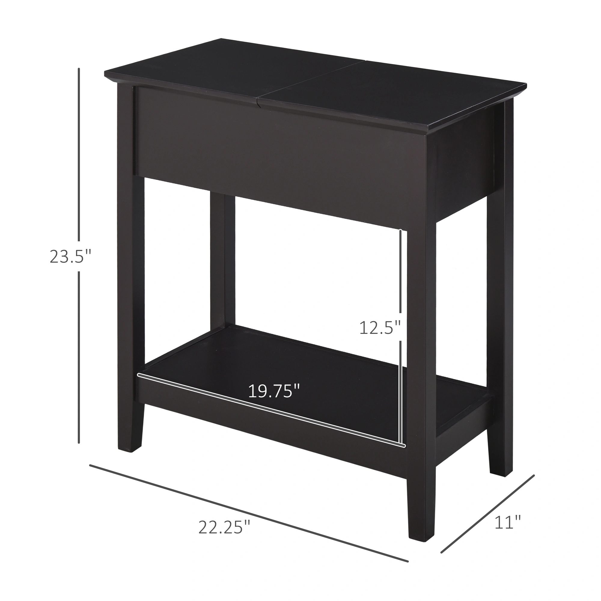 Rattan Coffee Table, Natural Wicker Side Table with Storage Shelf for Living Room view 2