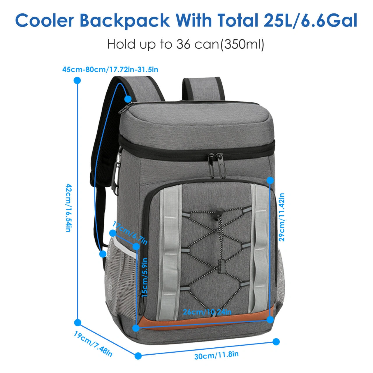 Cooler Backpack 36 Can Leakproof Insulated Cooler Backpack with 25L/6.6Gal for Picnic Camping Beach Hiking Fishing Travel view 7