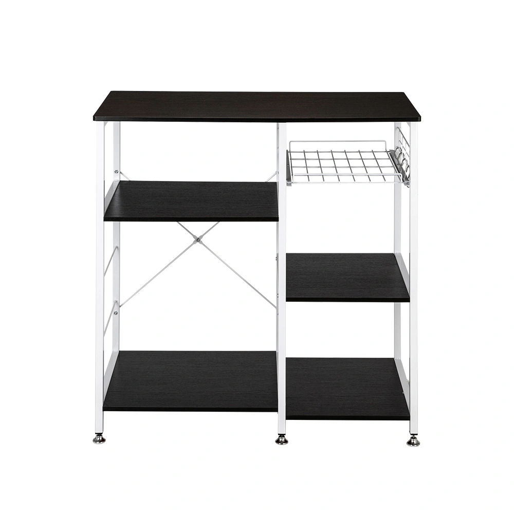 35.5" Kitchen Baker's Rack, 3-Tier Utility Storage Shelf Microwave Stand, Spice Rack Organizer Workstation - Dark Brown view 2