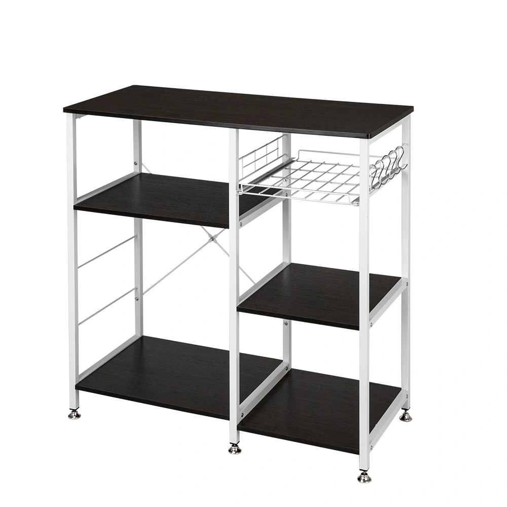 35.5" Kitchen Baker's Rack, 3-Tier Utility Storage Shelf Microwave Stand, Spice Rack Organizer Workstation - Dark Brown view 3