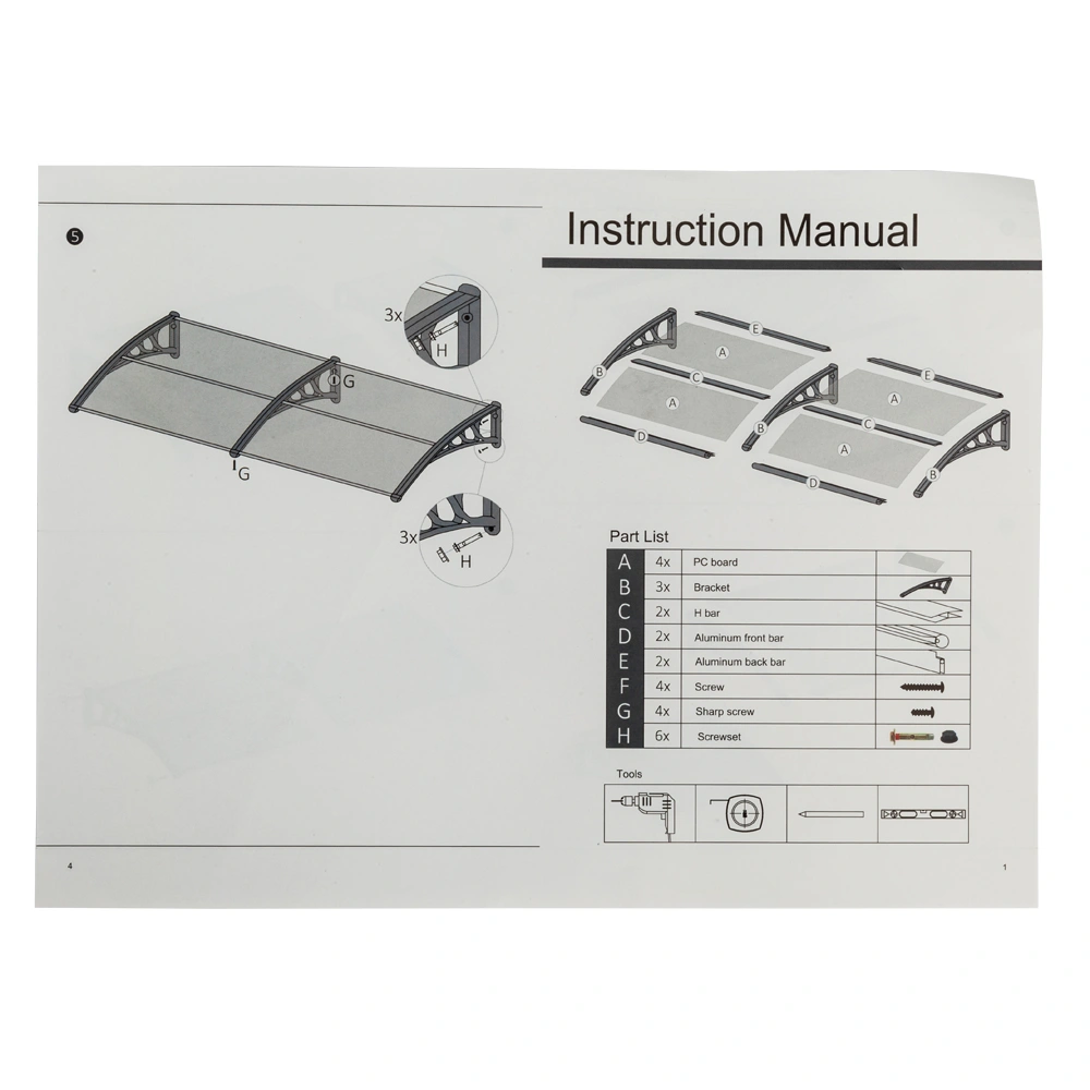 80*38in Household Application Door & Window Rain Cover Eaves Brown Board & Black Holder view 14