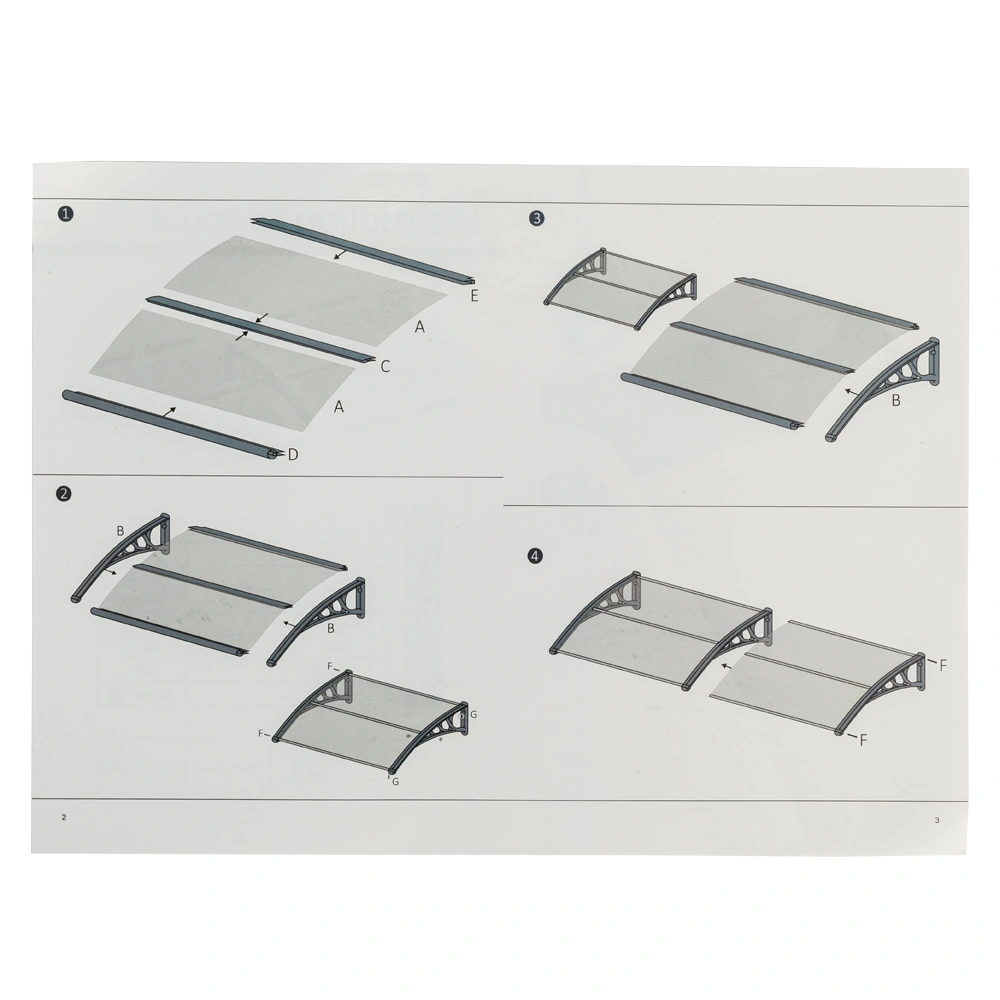 80*38in Household Application Door & Window Rain Cover Eaves Brown Board & Black Holder view 15