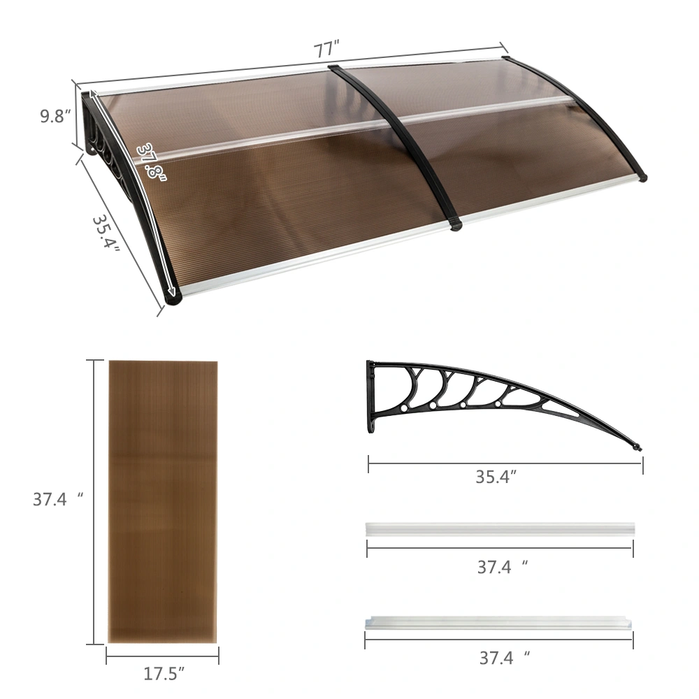 80*38in Household Application Door & Window Rain Cover Eaves Brown Board & Black Holder view 17