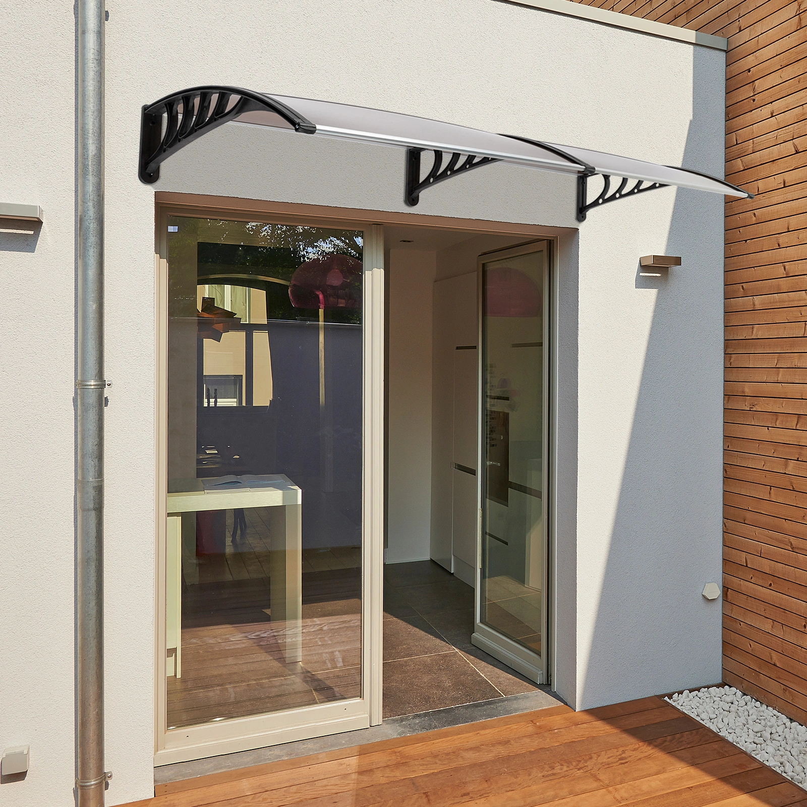 80*38in Household Application Door & Window Rain Cover Eaves Brown Board & Black Holder view 25