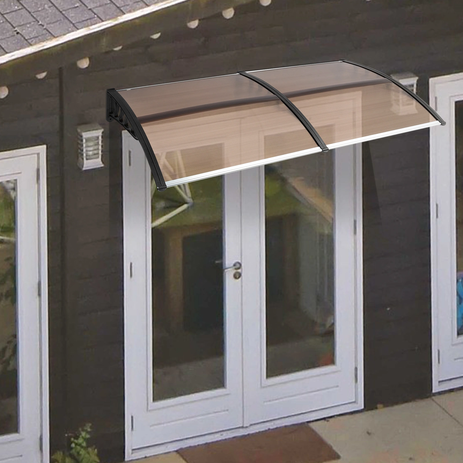 80*38in Household Application Door & Window Rain Cover Eaves Brown Board & Black Holder view 26
