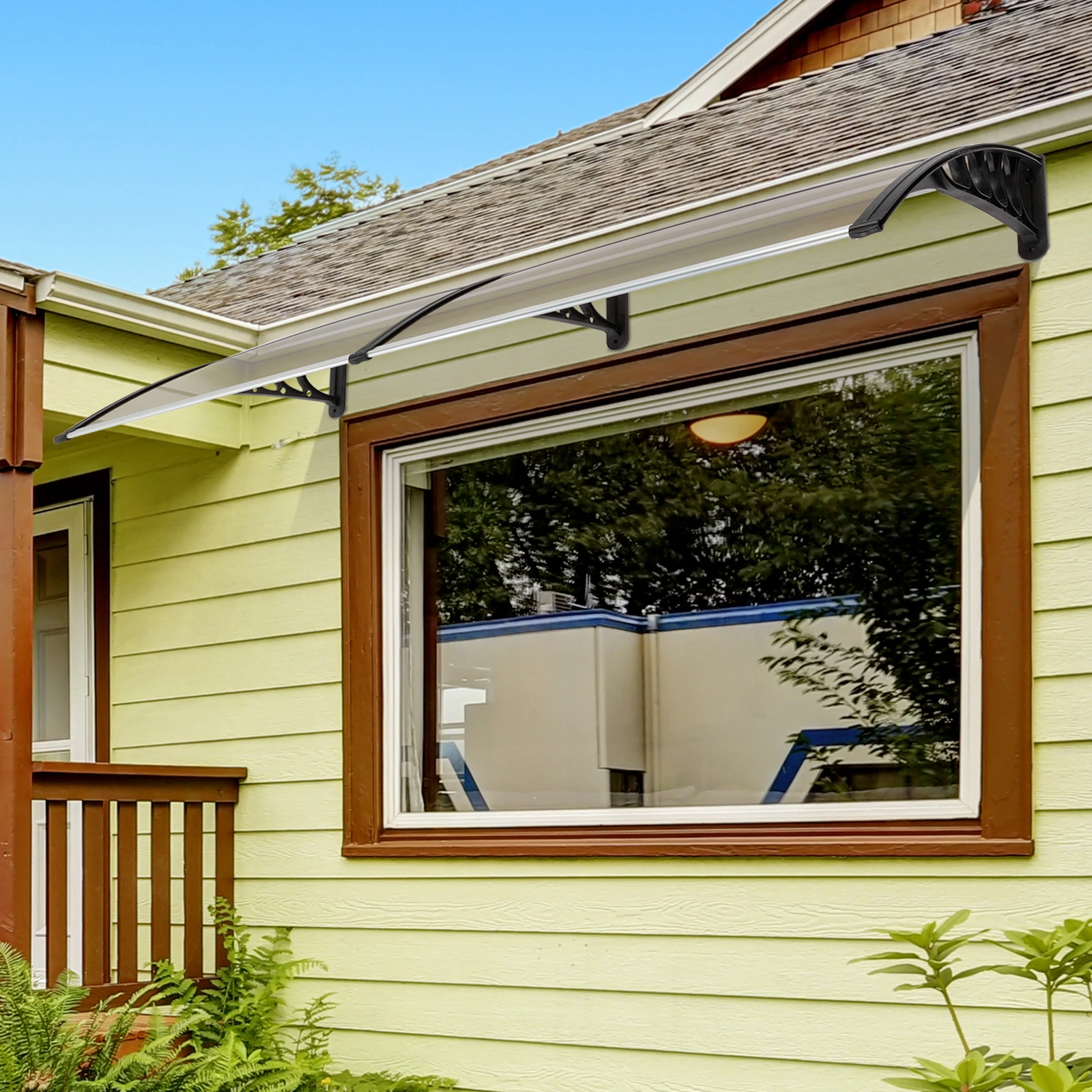 80*38in Household Application Door & Window Rain Cover Eaves Brown Board & Black Holder view 31