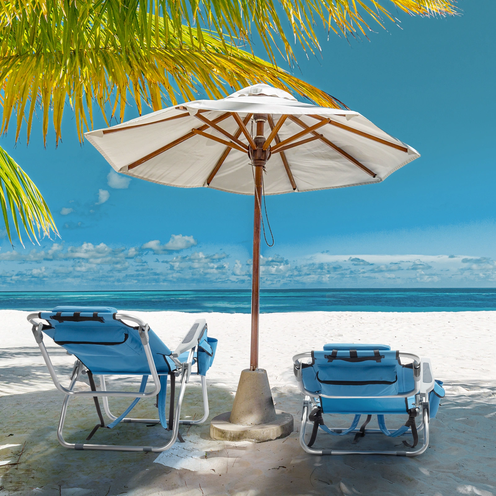 63*70*99cm Heightened Oxford Cloth Silver White Aluminum Tube Bearing 100kg Beach Chair Blue view 11