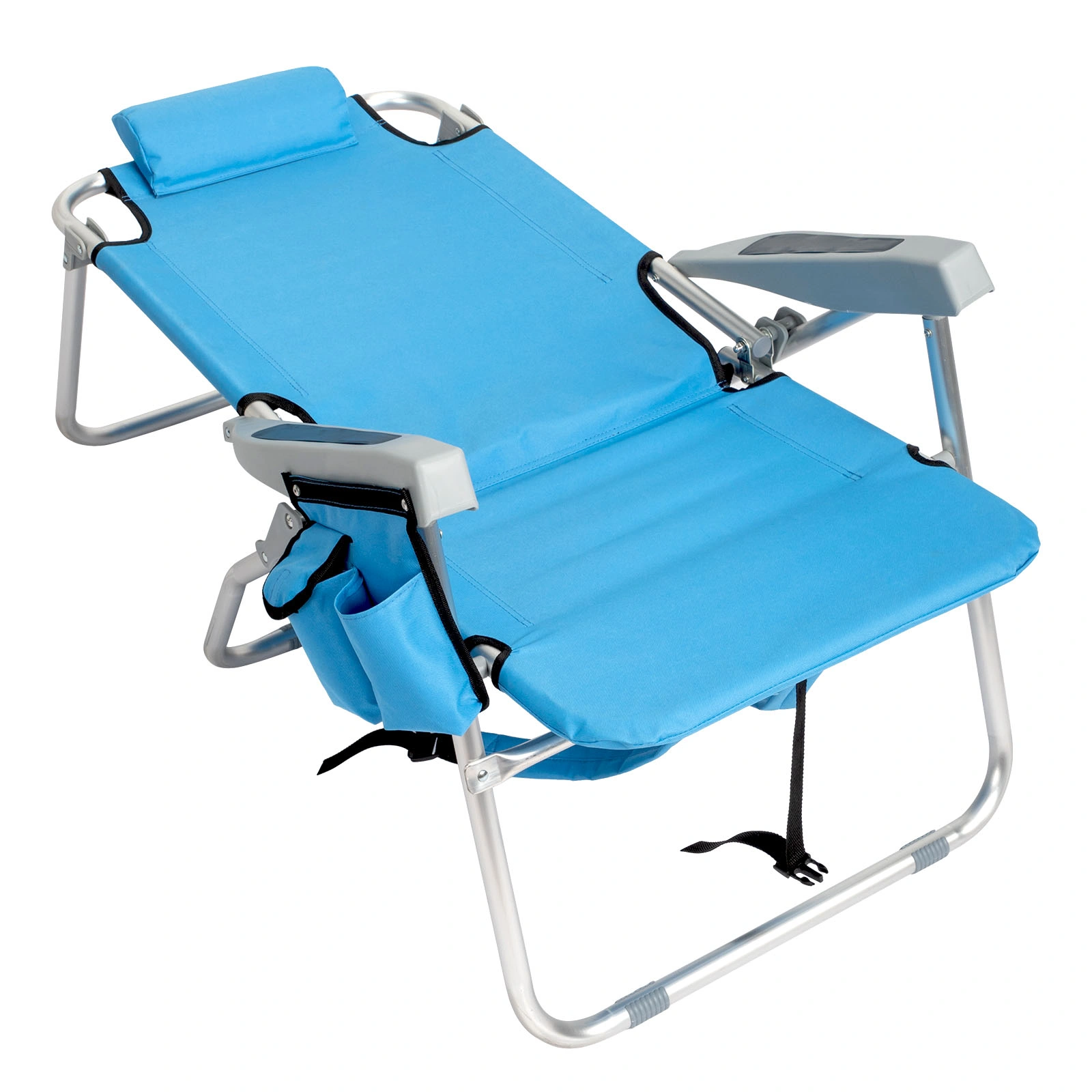 63*70*99cm Heightened Oxford Cloth Silver White Aluminum Tube Bearing 100kg Beach Chair Blue view 12