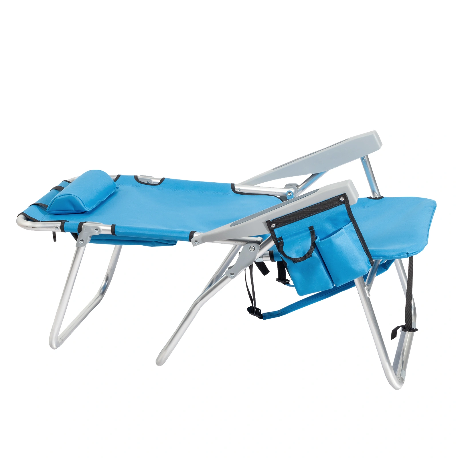 63*70*99cm Heightened Oxford Cloth Silver White Aluminum Tube Bearing 100kg Beach Chair Blue view 20
