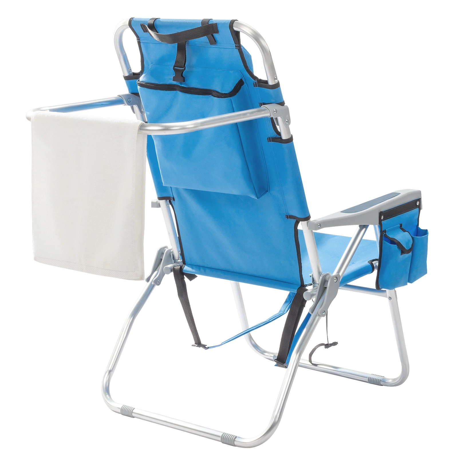 63*70*99cm Heightened Oxford Cloth Silver White Aluminum Tube Bearing 100kg Beach Chair Blue view 21